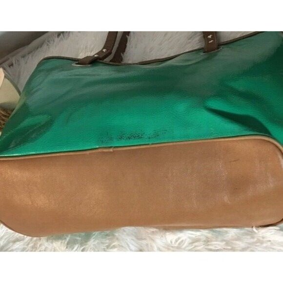 Nine West Purse Green Glossy Finish Double Handle Shoulder Bag - Picture 3 of 8